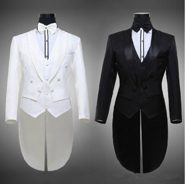 

TPSAADE Fashion 3 Pieces Shawl Collar Men Suits Swallow-Tailored Coat White Black Bespoke Slim Fit (Jacket+Pants+Vest, Blue