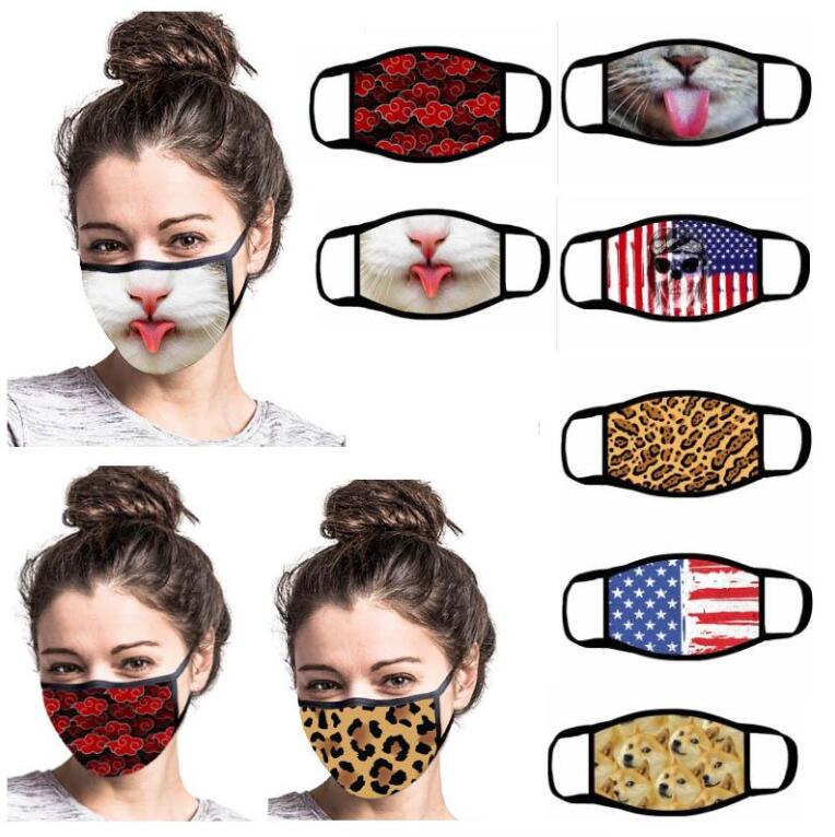 Funny Face Masks Reusable Cartoon 3D Print Designer Dustproof Mask Ultraviolet-proof Washable Running Riding Bike Protective Mask-image-536987747