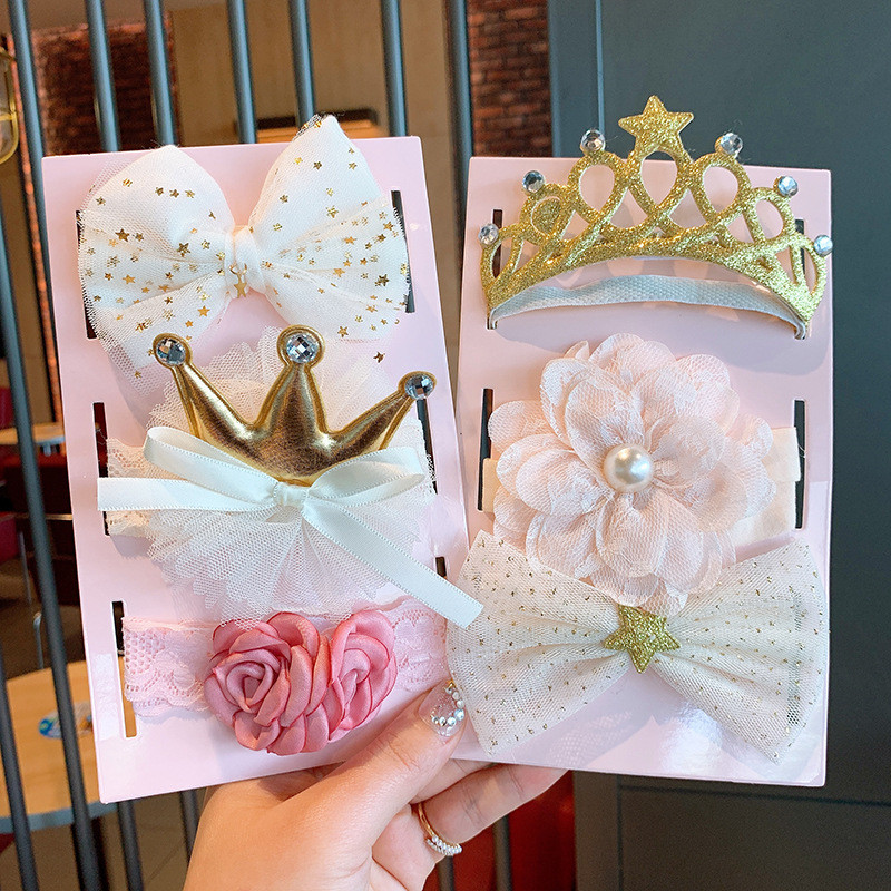 

3pcs/lot Baby Girl Princess Headband Princess Bow Tiaras Newborn Head Band Infant Girl Lace Headwrap Baby Photography Props, 14