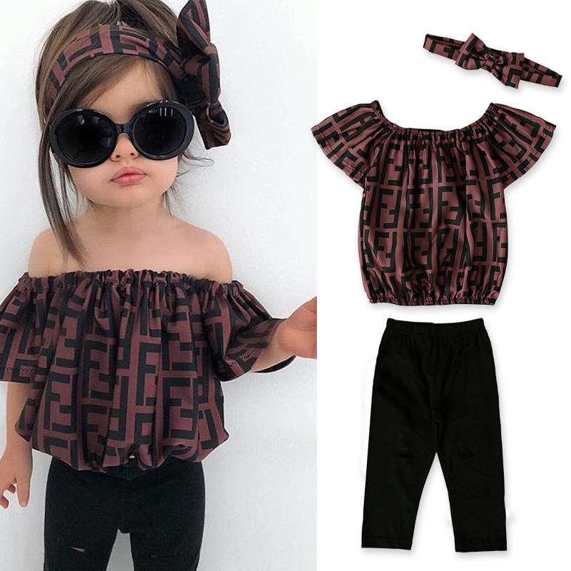 Hose Sommer Anzug Neu Kinder Kleidung Mädchen Chiffon Outfits Set Hut T-Shirts