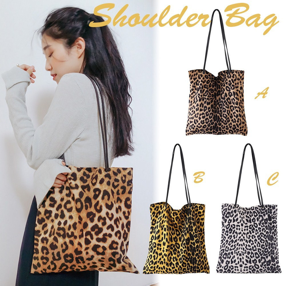 leopard print canvas tote bag