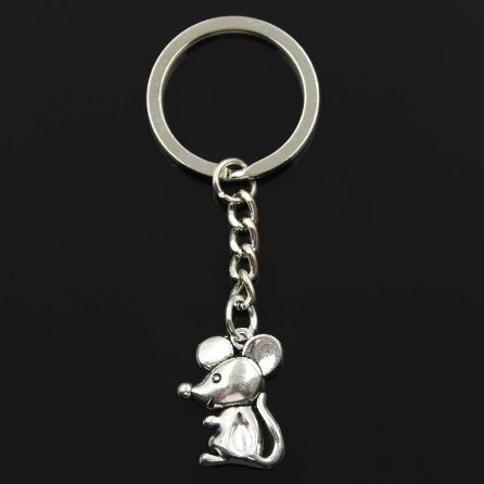

20pcs/lot Key Ring Keychain Jewelry Silver Plated Mouse Charms pendant DIY, Slivery;golden