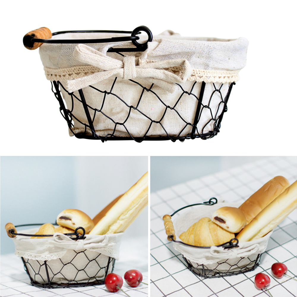 

Metal Storage Basket Iron Vintage American Storage Box Baking Basket Decor Fruit For Home Storefront Decoration