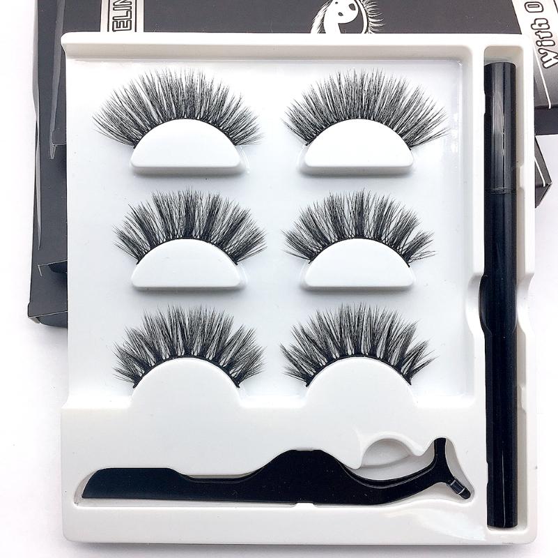

3Pairs/set Magnetic False Eyelashes Magic Lashes with Magnetic Liquid Eyeliner Kit Long-lasting Waterproof Eye Makeup Tools