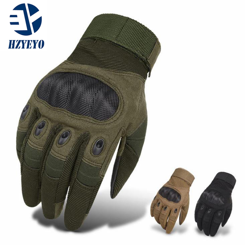 

Touchscreen Carbon fiber Motorcycle Skidproof Hard Knuckle Full Finger Gloves Protective Gear for Outdoor Sports Racing ,H-819