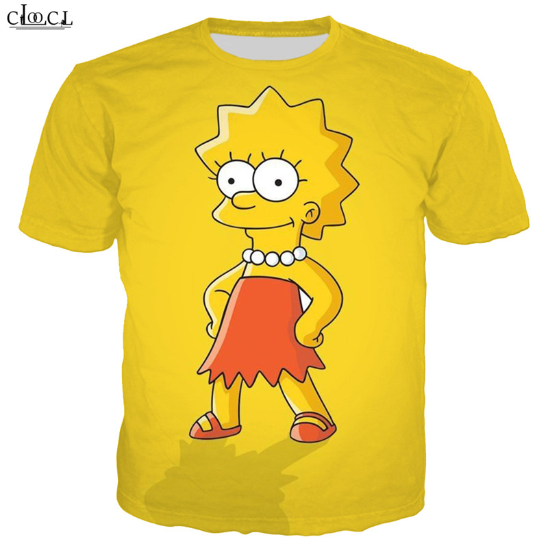 

2020 Fashion Anime The Simpsons T Shirt Men Women 3D Print Cartoon Lisa Simpson Short Sleeve Couples Plus Size Tee Tops, T shirt 1