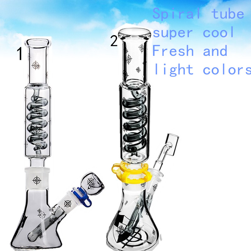 

10.6 inch Glass Bong spiral straight Tube Water Pipe With 14 mm Joint bowl