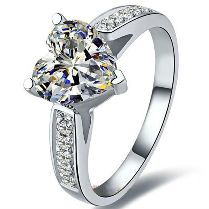 

Brilliant Propose Ring Sterling Silver 2Ct Jewelry Jewelry S925 Synthetic Heart Ring Vintage Bridal White Gold Cover