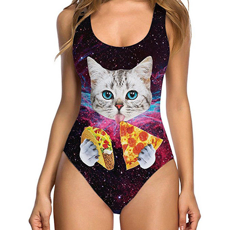 hot sale One Piece Swimsuit Print flower Backless 2019 Sexy Woman funny beach clothes Summer Bathing pool free shipping-image-448895369