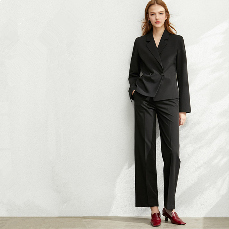 

Suits women' suits women' double-breasted suit 2 pieces jacket pants female fashion loose casual professional suit custom made, Black