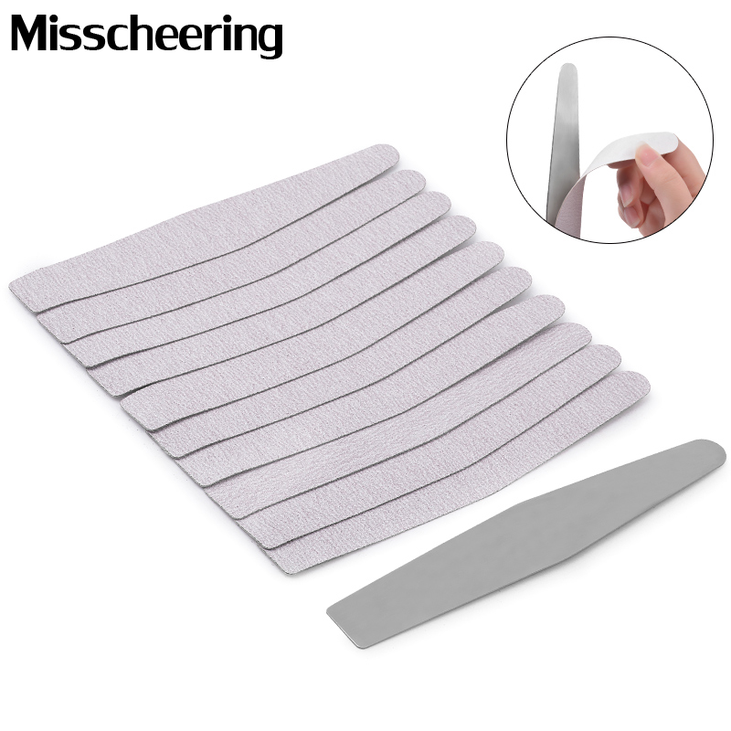 

Double Side Nail File Set Calluses Remover Stainless Steel Handle with Replacement 10Pcs Self-adhesive Sandpaper Manicure Tools
