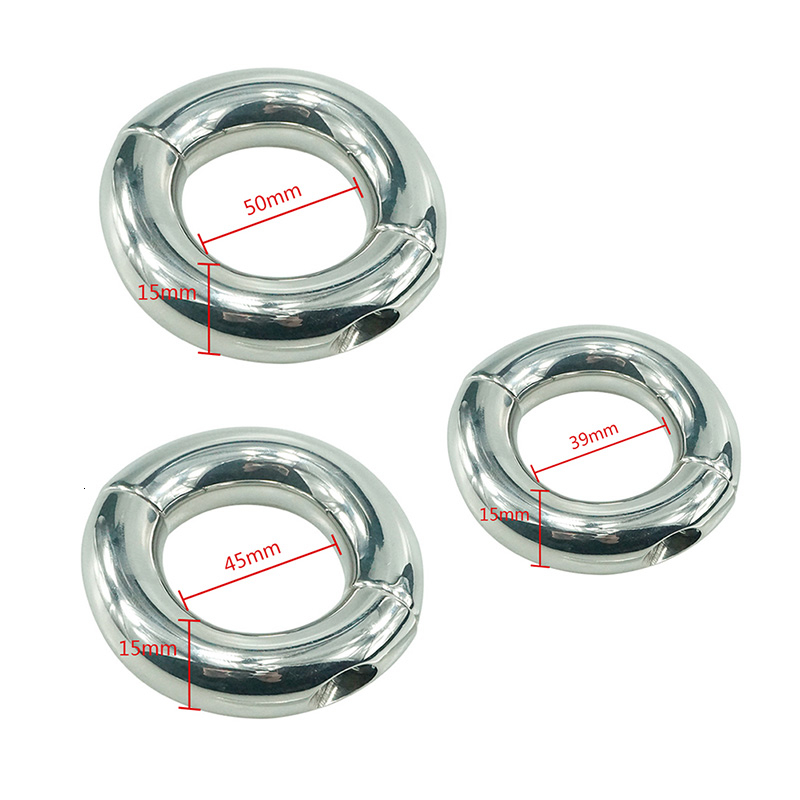 

Stainless Steel Penis Bondage Ring Ball Stretcher Delay Lasting Metal Ring Scrotum Restraint Testicular Chastity Device for Men Y191203