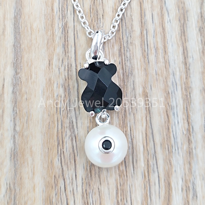

Authentic 925 Sterling Silver pendants Silver Erma Necklace With Onyx, Pearl And Spinel Fits European bear bear Jewelry Style Gift 513634500