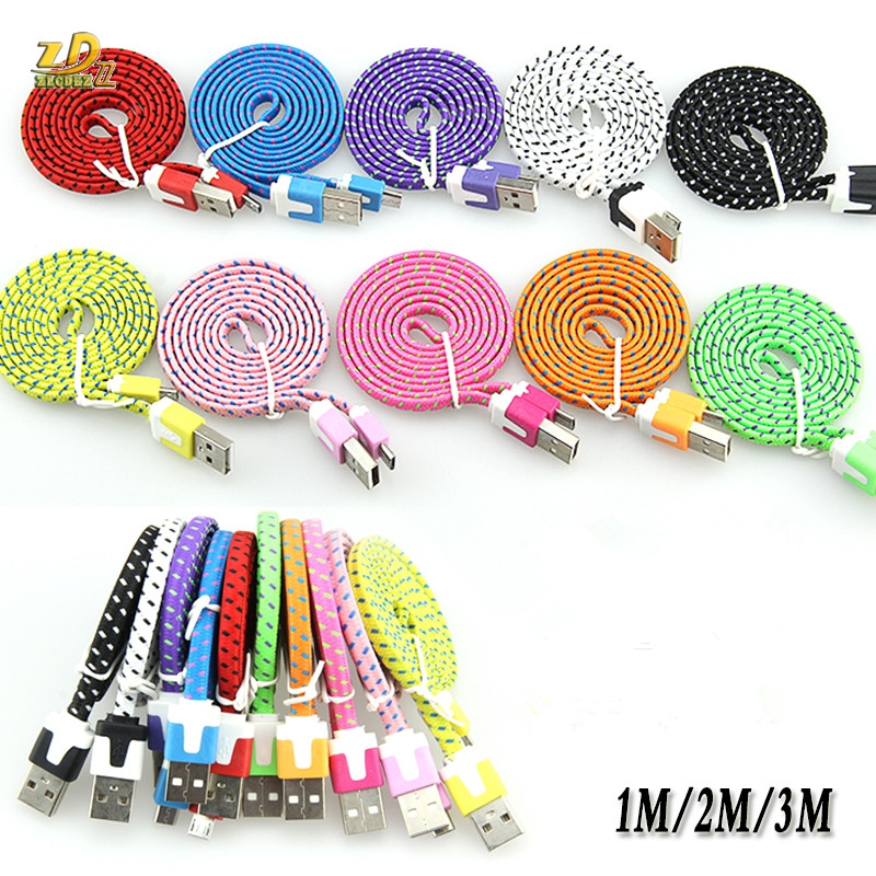 

Dual Color TYPE C Flat Noodle Braid Type c/ micro USB Cable Data Sync Charging Lead For for Samsung Galaxy S9 S8 S5 Universal For Android, Choose color