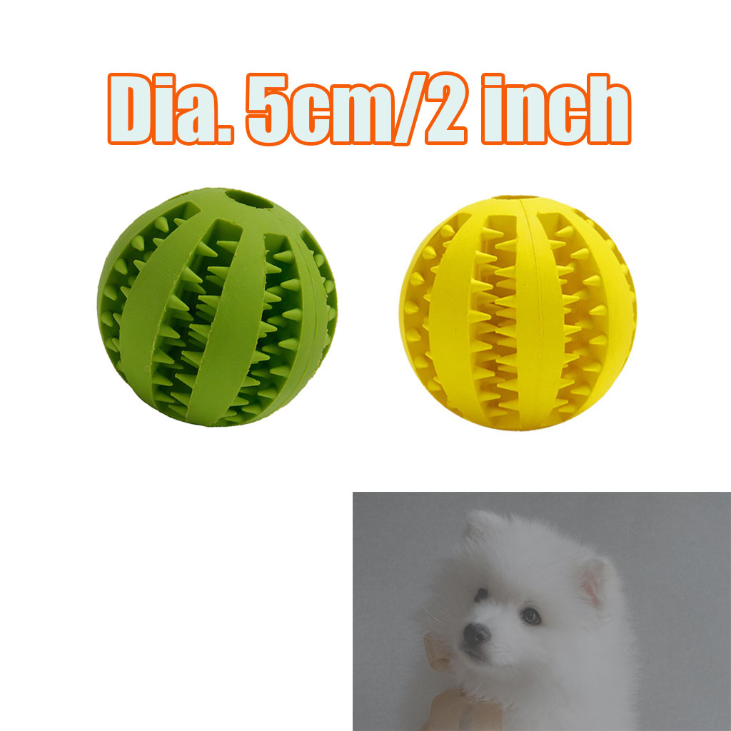 

2pcs 5cm rubber dog teething chew toy iq training balls interactive playing