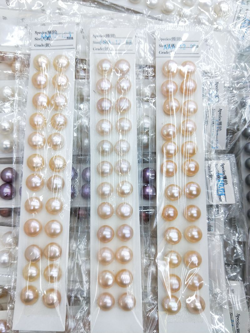 

11mm half drilled golden wholesale button bread round natural freshwater loose pearls