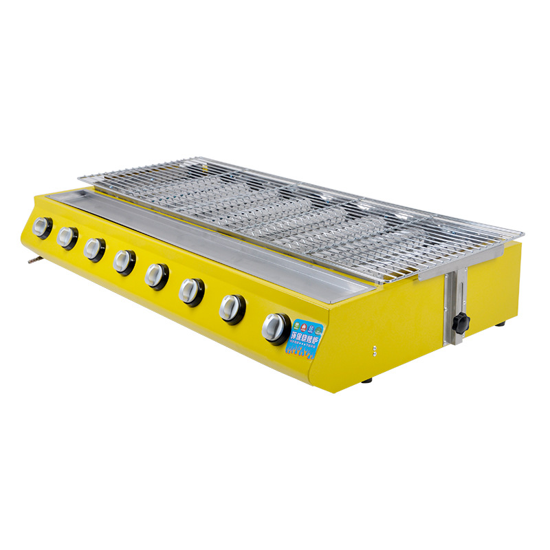 

Eight-head Gas BBO Machine Liquefied gas Grill Commercial Stainless Steel Roast fish and shell Roasting Machine