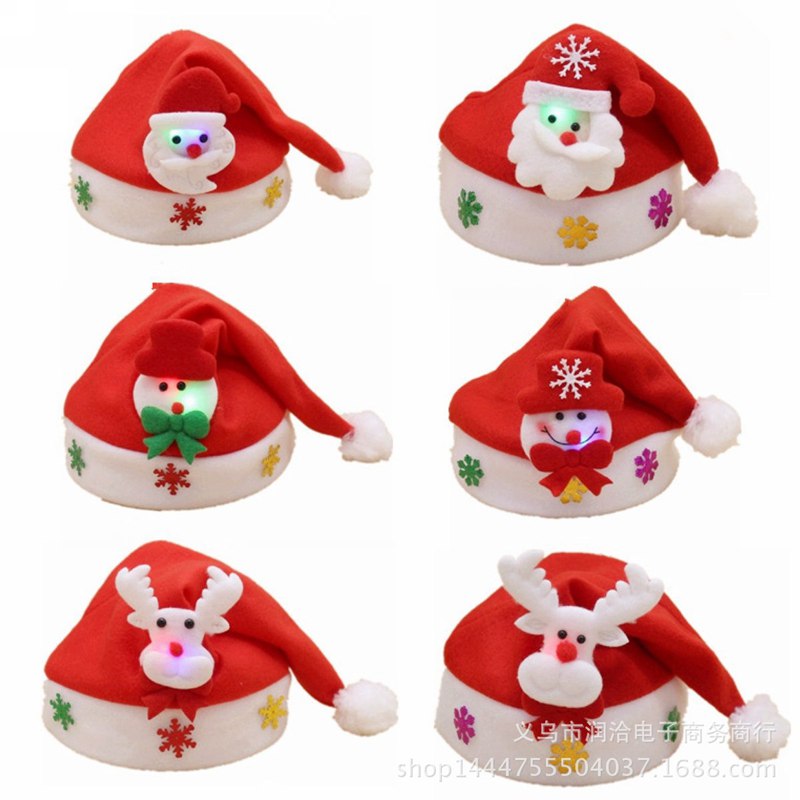 

HIFUAR Christmas Decorations For Home Navidad Children Cute Cap Party Supplies New Year Kid Gift Santa Claus LED santa hat adult