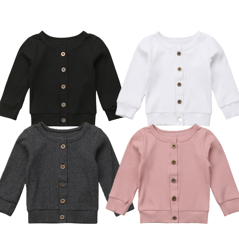 

Newborn Baby Girl Boy Clothes Solid Knitted Long Sleeve Sweater Cardigan Coat Tops Button Cute Autumn Winter Warm 0-2Year, Pink