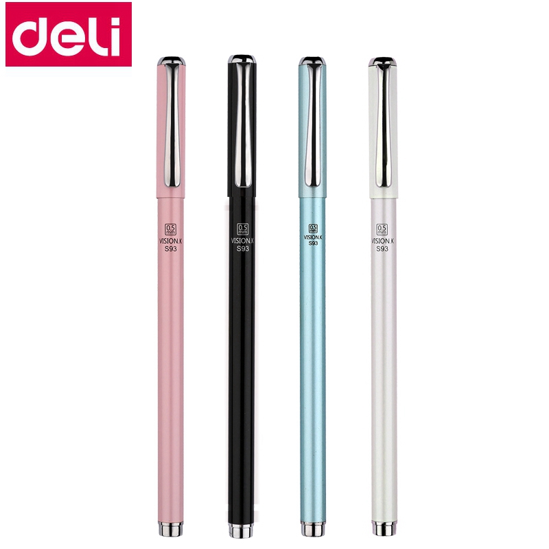 

Gel Pens Deli S93 Metal Ink Pen Roller Ball 0.5mm Ballpoint 4 Colors Optional 6916 Refills