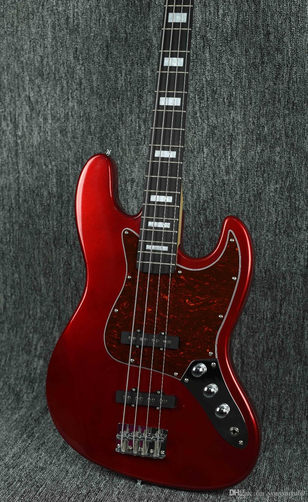 Custom factory wholesale / retail best price, 4 string bass electric guitar cherry red eucalyptus body and side, offer customization!