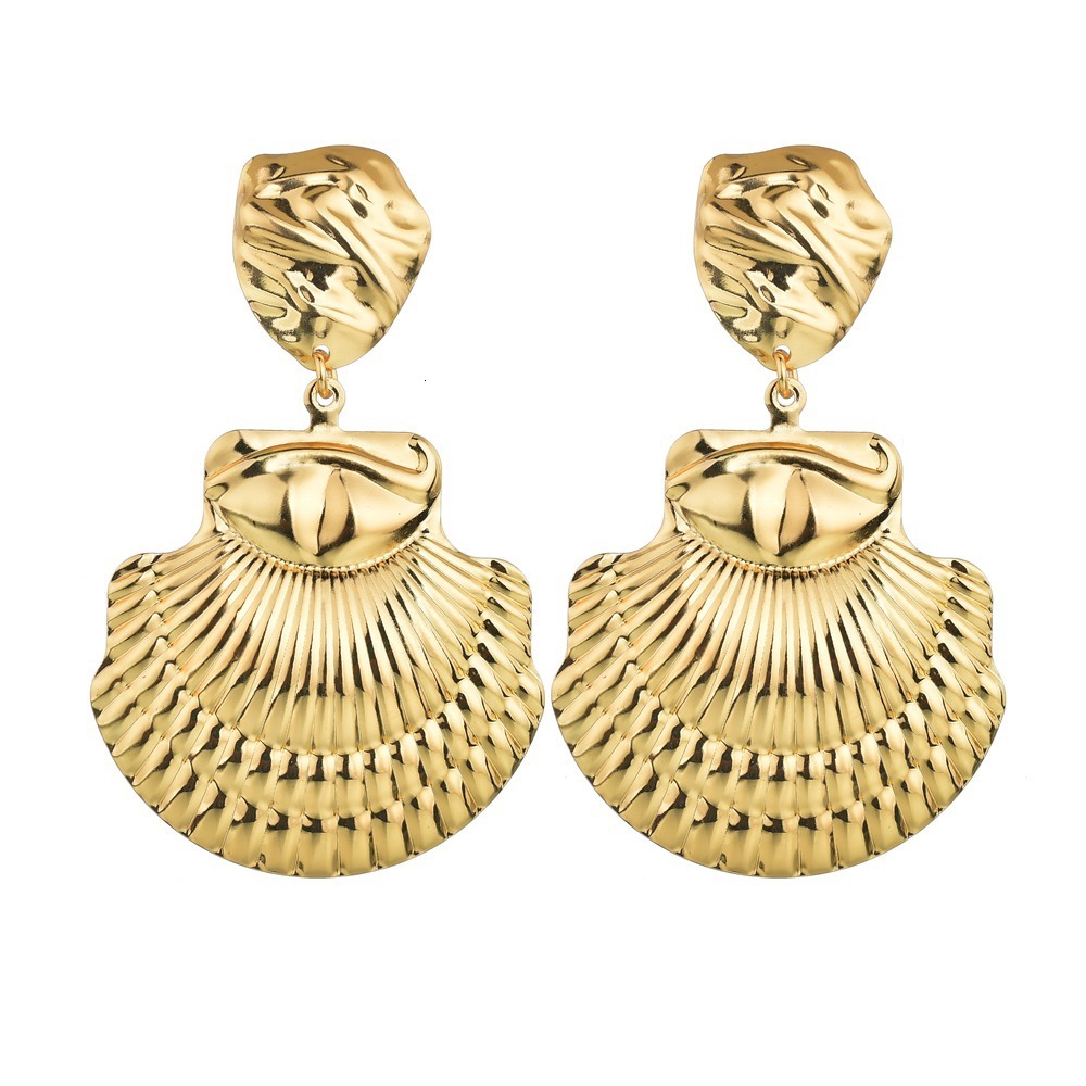 

Exaggeration Alloy Shell Earrings Woman Concise Irregular Earring Earrings