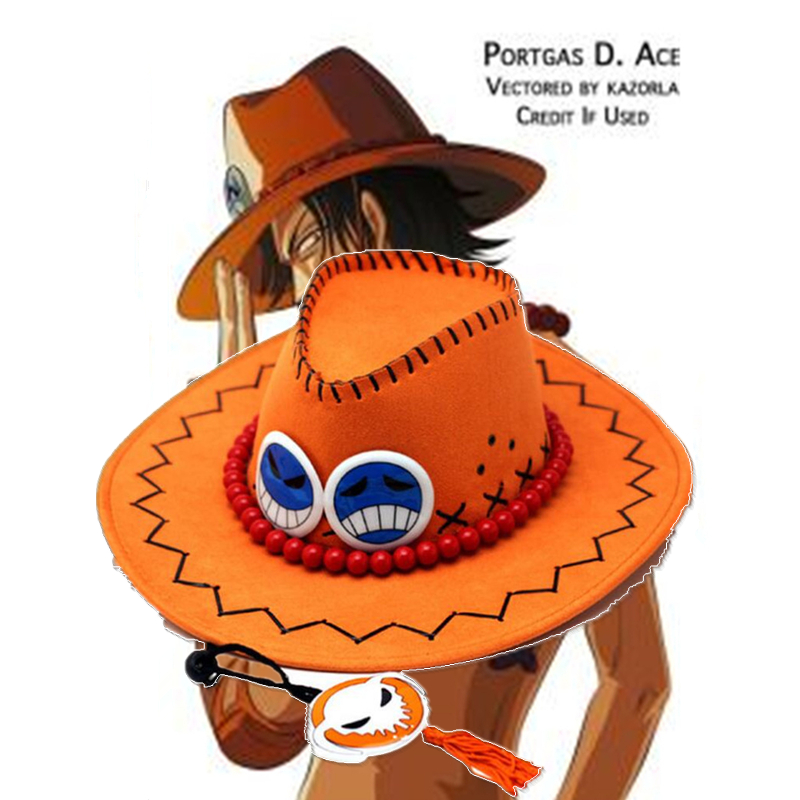 

Wholesale Price One Piece Portgas D Ace Cosplay Hat Cowboy Hat Souvenirs Pirates Caps With Bones Skull Toys, Blue;gray