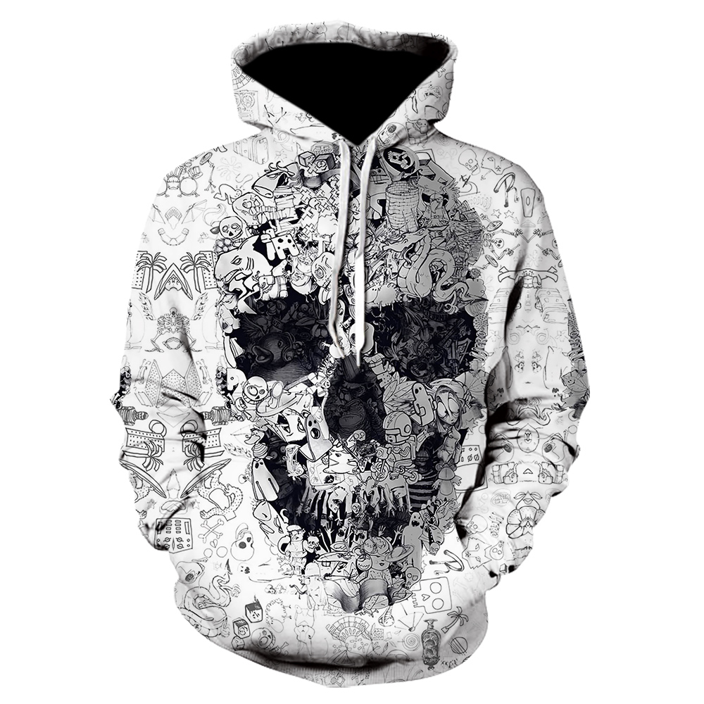 

Jacket men's and women's hip hop classic Hoodie loose casual human skeleton special Pullover fashion 3D printing top sportswear, We-690