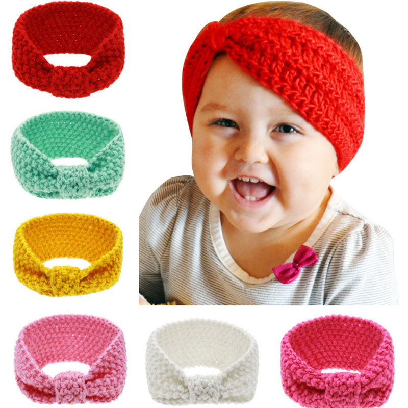 

Hot sale Kids crochet headbands Baby girls Xmas Turbon Knot Knitted Hairband Ear Warmer Children's Princess Hair Accessories, Mixed
