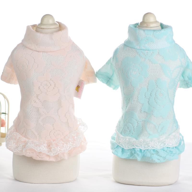 

Embroidery Lace Hollow Out Dog Clothes Dog Hoodies with Sleeve Yorkshire Pet Clothes for Dogs Cats for Winter, Green