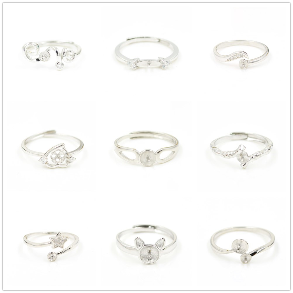 

wholesale price zircon solid sterling silver love heart ring setting, ring mounting, ring blank without pearl DIY accessory PS4MJZ005