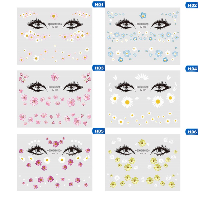 

Rocooart Little Daisy Temporary Tattoo Stickers Flower Face Tattoo For Makeup Party Waterproof Fake Tatto Women Girl Hands Taty