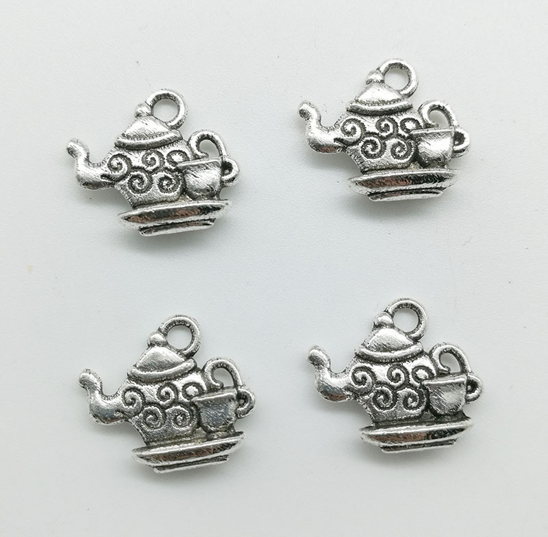 

50pcs/Lot Teapot Tibet Silver Charms Pendants Retro Style Jewelry DIY Pendant For Keychain Bracelet Earrings 14*15mm