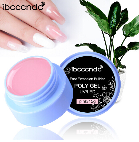 

15g Nail Acrylic Pink White Clear Crystal UV LED Builder Gel Tips Enhancement Slip Solution Quick Extension Gel