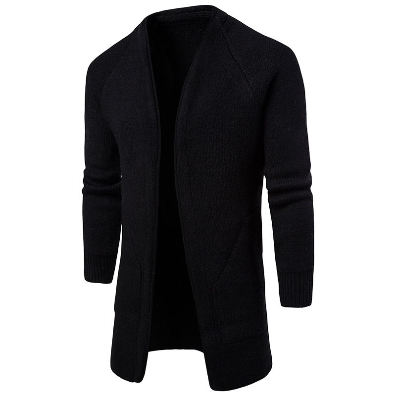 

Windbreaker Hombre Overcoat Jacket Trench Coat For Men No Buttons Masculino Windproof Trench Coat Men's Clothes Autumn Solid, Black