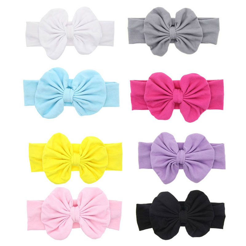 

Baby Hair Band Cute Newborn Pure Color Bow Head Band Elastic Force Girls Headbands Free shipping, Mixed