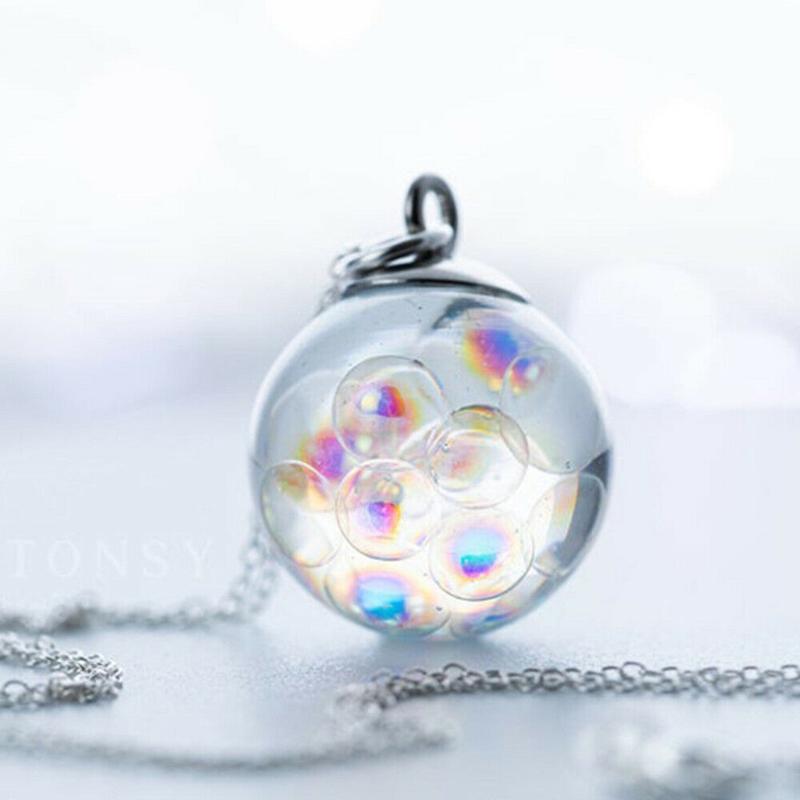 

2020 New Colorful bubble necklace ladies jewelry Crystal Necklace Pendants Neck Zircon Women Clavicle Chain Lady Collar Gift