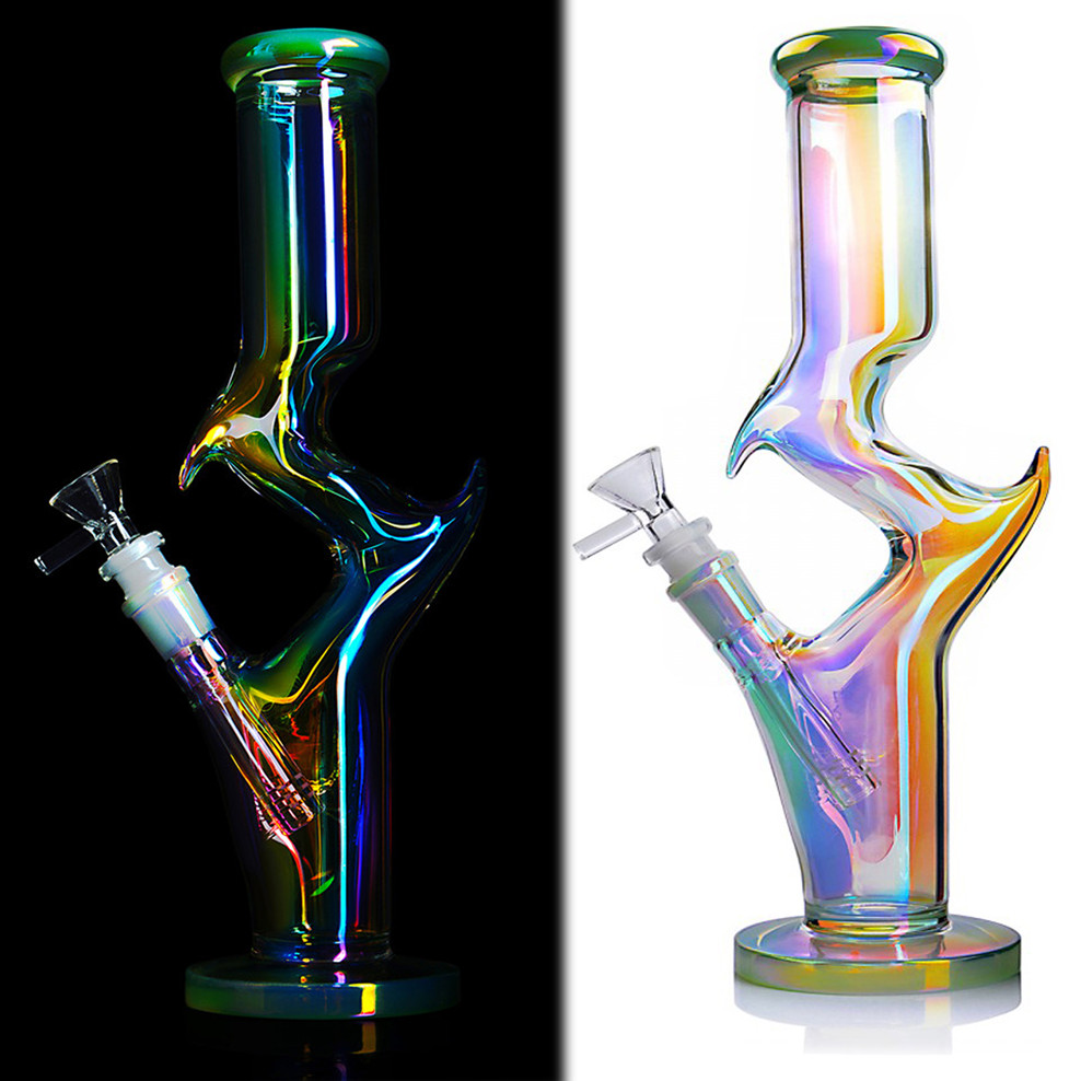 

Tall Glow In The Dark Bong Downstem Perc Straight Tube Bong Smoking Pipes Heady dab rig Bubbler With 18mm Bowl 11.8 inchs
