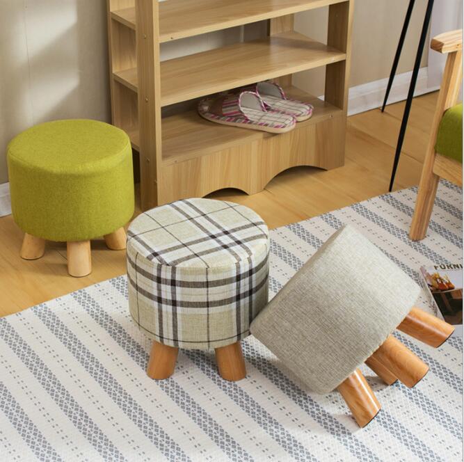 Shoe stools light luxury cloth art Living Room Furniture sofa wooden mound family children's comfortable seating stool-image-488677494