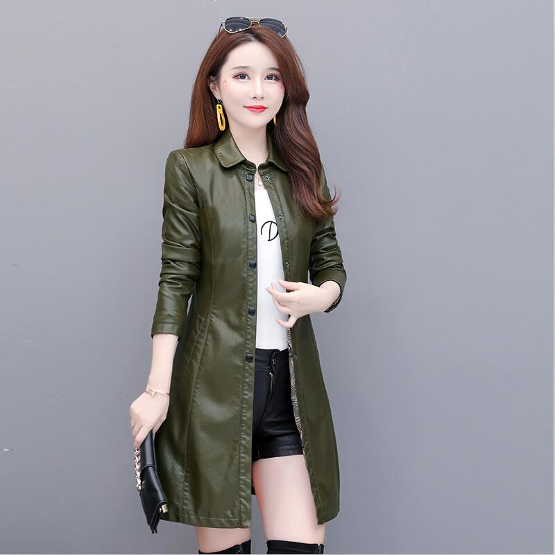 

Plus Size Leather Coat Women 2019 New Black Leather Jacket Women Long Slim Motorcycle Clothing Female Outerwear Red