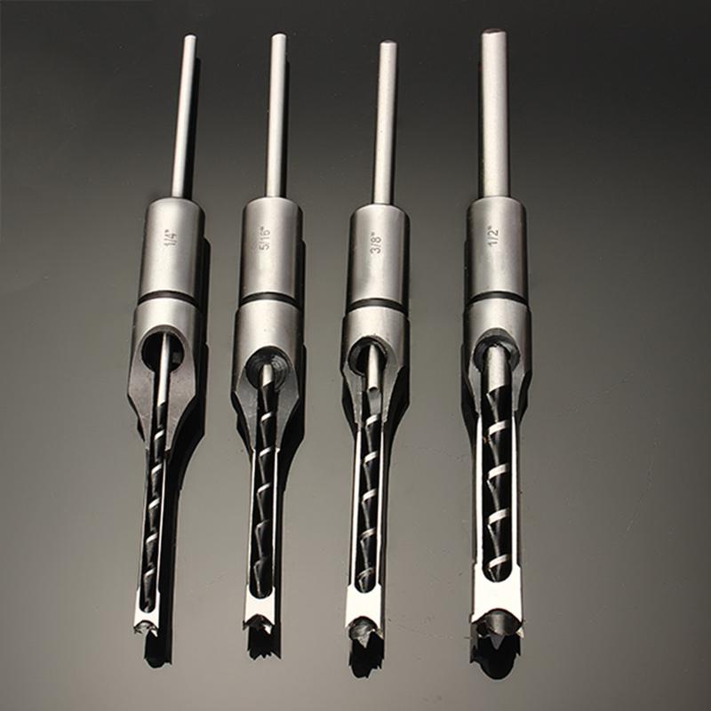 

6.3/8.5/9.5/12.7mm Woodworking Mortising Chisel Set Square Hole Drill Bit 1/2' 3/8' 5/16' 1/4' High Hardness HSS