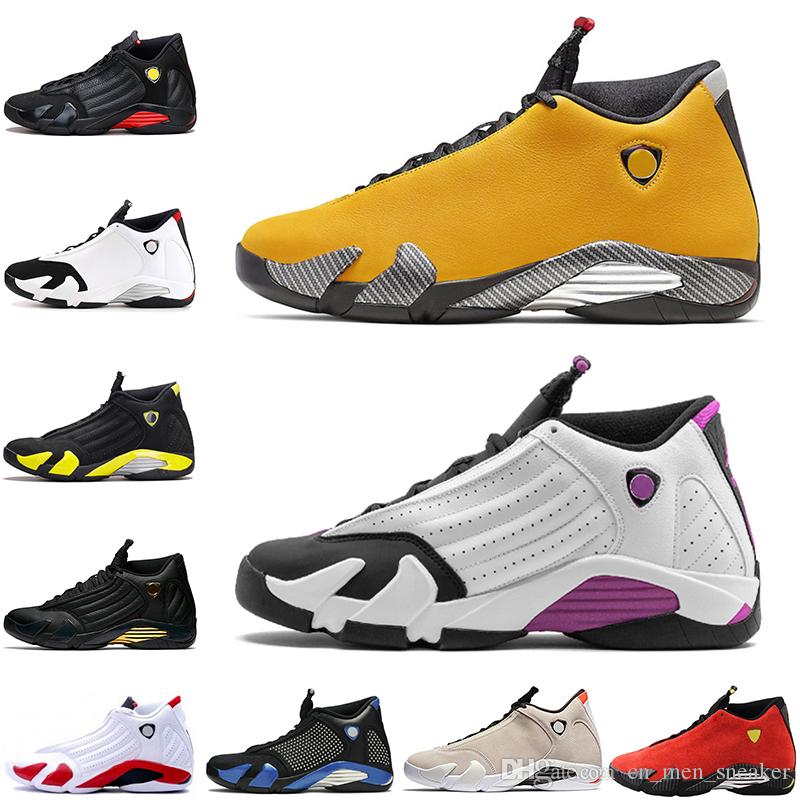 Vente en gros 2019 inversée Or Noir Rose 14 14s bleu noir sable du désert Hommes Chaussures de basket Last Shot Noir Toe Men Sport Chaussures Des