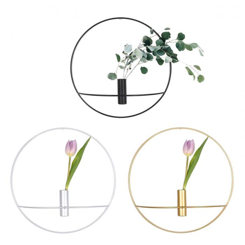 

Circle Candle Holder Wall Mounted Europe 3D Metal Candlestick Geometric Tea Light Home Decor Crafts Wedding Decoration 19/29cm