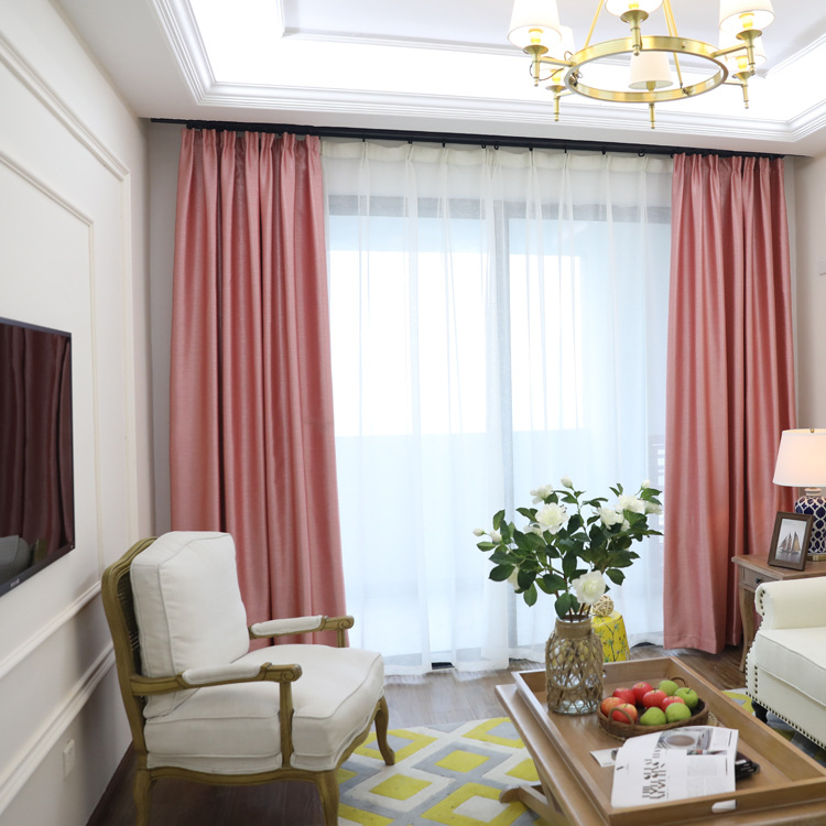 

New Light Pink Wood Carving Shade Curtains for Living Dining Room Bedroom, White
