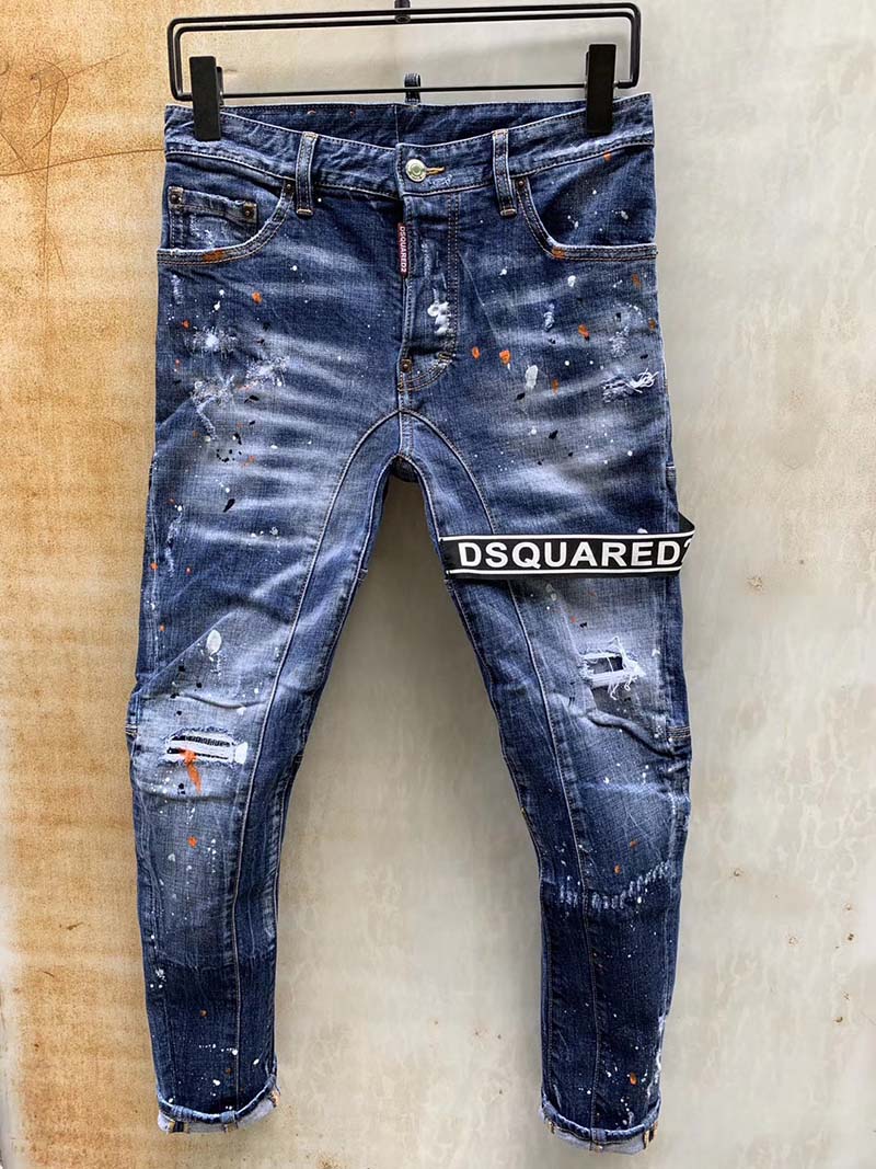 dsquared2 jean à effet usé et taches de peinture