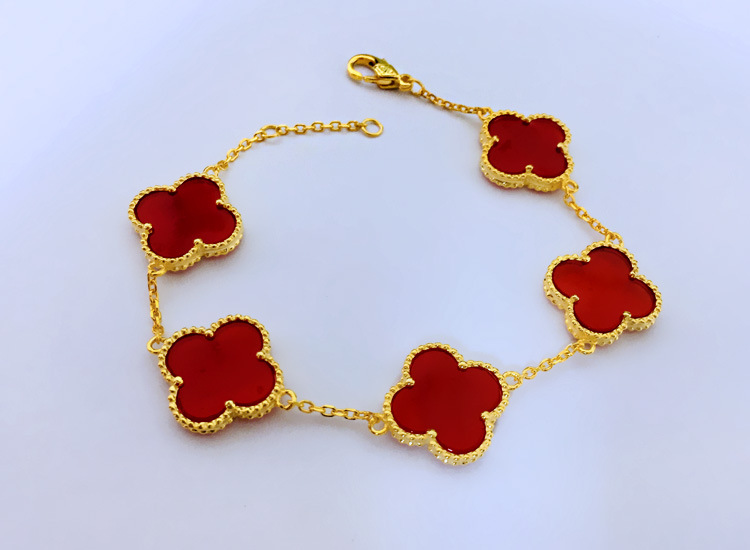 

green agate fourleaf clover Titanium steel love bracelet bangle with flower in red black green stone and diamonds for women and m