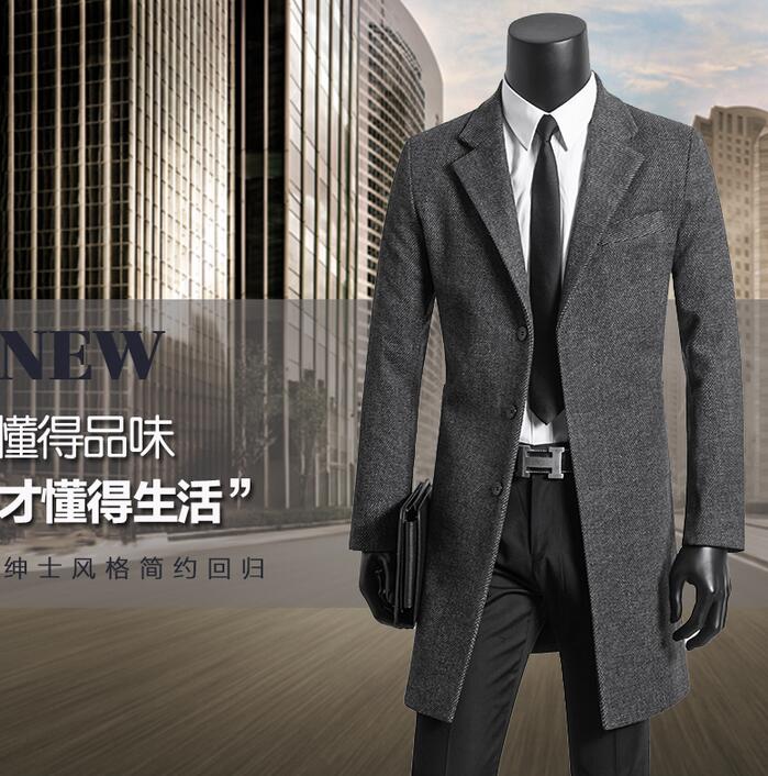 

Men' clothing plus size 9XL wool coat mens overcoat woolen coats single-breasted outerwear gray casaco masculino fashion 2019, Black