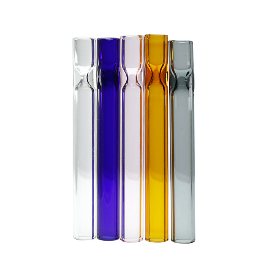 

colroful thick pyrex 4inch One Hitter Bat Cigarette Holder Glass Steamroller Pipe filters for tobacco dry herb oil burner hand pipe