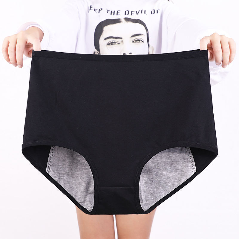 

Plus Size High Waist Period Panties Women Menstruation Briefs Cotton Menstrual Leak Proof Large Size Underwear Female XXXL Lot, Black