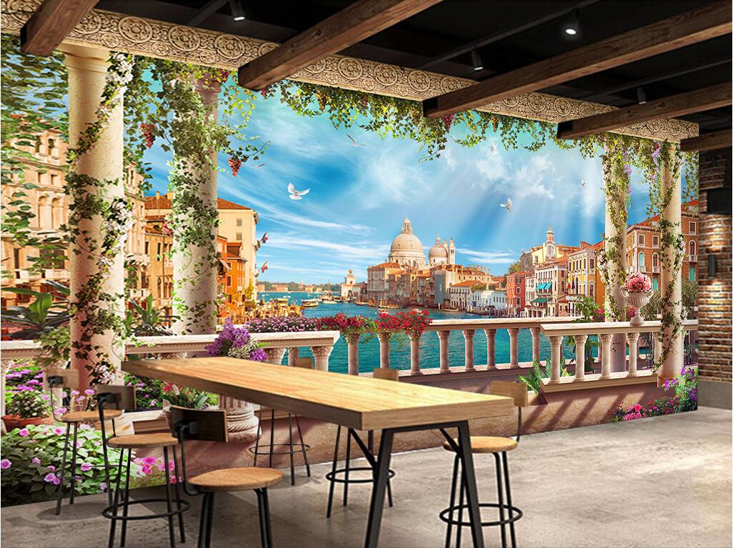 

3d wallpaper custom photo mural Vintage European Garden Water City Scene background decor 3d wall murals wallpaper for walls 3 d living room, Non-woven wallpaper